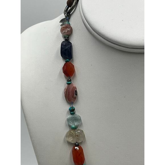 Peyote Bird Designs Gemstone Lapis Carnelian Rose Quartz Turquoise Necklace - Picture 2 of 16